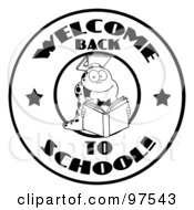 Poster, Art Print Of Black And White Reading Worm On A Welcome Back To School Circle