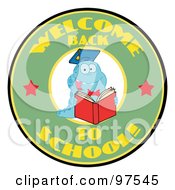 Poster, Art Print Of Blue Worm On A Green Welcome Back To School Circle