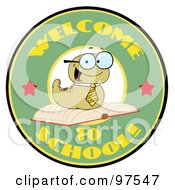 Poster, Art Print Of Green Worm On A Green Welcome To School Circle