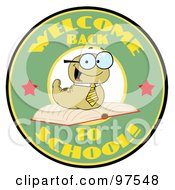 Poster, Art Print Of Green Worm On A Green Welcome Back To School Circle