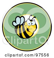 Poster, Art Print Of Smiling Bee Over A Green Circle