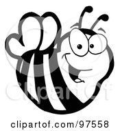 Royalty Free RF Clipart Illustration Of A Black And White Smiling Bee