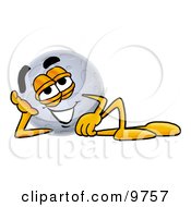Poster, Art Print Of Moon Mascot Cartoon Character Resting His Head On His Hand