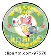 Royalty Free RF Clipart Illustration Of A Welcome Back To School Circle With A Pencil Holding A Report Card