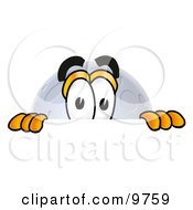 Poster, Art Print Of Moon Mascot Cartoon Character Peeking Over A Surface