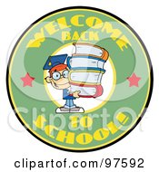 Poster, Art Print Of Smart School Boy With Books On A Green Welcome Back To School Circle