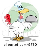 Poster, Art Print Of Rooster Bird Chef Serving A Platter