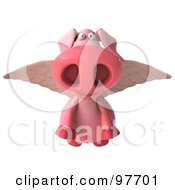 Royalty Free RF Clipart Illustration Of A 3d Pookie Pig Character With Wings Flying Forward