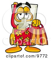 Light Switch Mascot Cartoon Character In Orange And Red Snorkel Gear