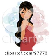 Royalty Free RF Clipart Illustration Of A Gorgeous Pregnant Hispanic Woman In A Red Dress