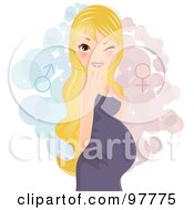 Royalty Free RF Clipart Illustration Of A Gorgeous Pregnant Blond Woman In A Purple Dress