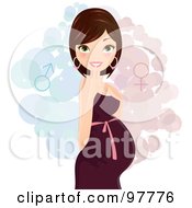 Royalty Free RF Clipart Illustration Of A Gorgeous Pregnant Brunette Woman In A Dress by Melisende Vector #COLLC97776-0068