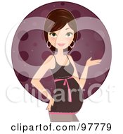 Royalty Free RF Clipart Illustration Of A Pretty Brunette Pregnant Woman Presenting With One Hand by Melisende Vector