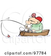 Toon Guy Fishing In A Boat