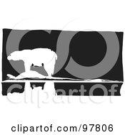 Poster, Art Print Of Wood Engraved Styled Scene Of A Polar Bear Near Water