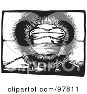 Poster, Art Print Of Wood Engraved Styled Scene Of A Masked Inuit Eskimo Face