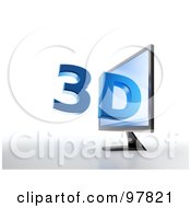3d Television Monitor With Blue Text Popping Out Of The Screen