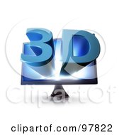 3d Television Screen With Blue Text Popping Out Of The Screen