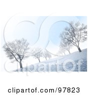 Royalty Free RF Clipart Illustration Of An Avenue Of Bare 3d Trees On A Winter Morning