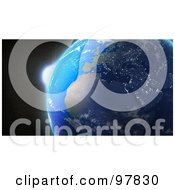 Poster, Art Print Of 3d View Of The Sunrise Behind Earth