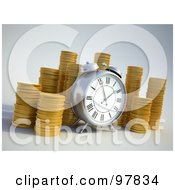 Poster, Art Print Of 3d Alarm Clock By Piles Of Coins