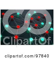 Royalty Free RF Clipart Illustration Of A 3d Blue And Red Network Of Glowing Dots