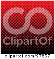 Royalty Free RF Clipart Illustration Of A Red Background With Gradient Black Halftone Dots by michaeltravers