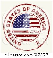 Royalty Free RF Clipart Illustration Of A Round Distressed American Ink Stamp by michaeltravers