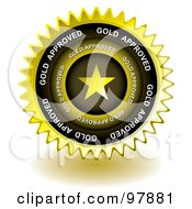 Royalty Free RF Clipart Illustration Of A Golden Approved Sticker Seal Icon by michaeltravers