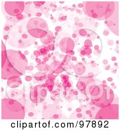 Background Of Rising Pink Bubbles Over White