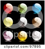 Royalty Free RF Clipart Illustration Of A Digital Collage Of Colorful Yin Yang Patterned App Icons On Black by michaeltravers