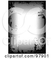 Poster, Art Print Of Black And White Grungy Halftone Border With White Text Space