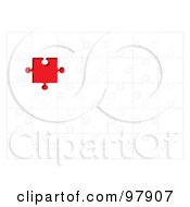 Royalty Free RF Clipart Illustration Of A White Puzzle With A Red Space Where A Missing Piece Belongs by michaeltravers