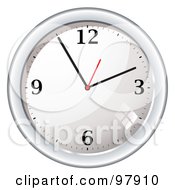 Royalty Free RF Clipart Illustration Of A Shiny White Office Wall Clock by michaeltravers