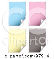 Poster, Art Print Of Digital Collage Of Blue Pink Yellow And Gray Pages With Turning Corners