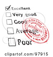 Royalty Free RF Clipart Illustration Of Excellent Selected On An Evaluation Sheet