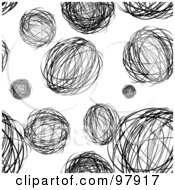 Poster, Art Print Of Background Of Black And White Sketched Orbs On White