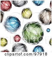 Background Of Colorful Sketched Orbs On White