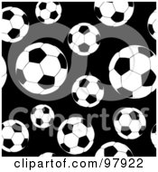 Poster, Art Print Of Seamless Background Of Black And White Soccer Balls