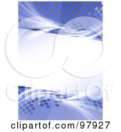 Blank Text Box Bordered With Blue White And Gray Halftone Stripes And Fractals