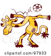 Poster, Art Print Of Talented Giraffe Bouncing A Soccer Ball Off Of His Shoulders