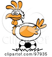 Poster, Art Print Of Chicken Laying A Soccer Ball