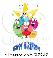 Poster, Art Print Of Happy Birthday Greeting Of A Group Of Party Balloon Faces