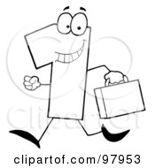 Poster, Art Print Of Outlined Number One Guy Carrying A Briefcase Or Suitcase