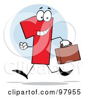 Poster, Art Print Of Red Number 1 Guy Carrying A Briefcase Or Suitcase