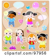 Royalty Free RF Clipart Illustration Of A Digital Collage Of Kid Sticker Styled Elements