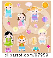 Royalty Free RF Clipart Illustration Of A Digital Collage Of Summer Kid Sticker Styled Elements