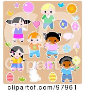 Royalty Free RF Clipart Illustration Of A Digital Collage Of Easter Kid Sticker Styled Elements