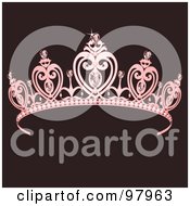 Royalty Free RF Clipart Illustration Of A Pink Jeweled Princess Tiara Over Brown by Pushkin #COLLC97963-0093