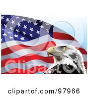 Poster, Art Print Of Fluttering American Flag And Eagle Background